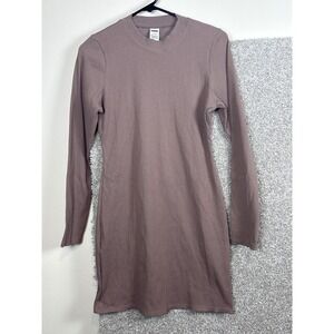 PINK Victoria's Secret Ribbed Long Sleeve Crew Neck‎ Mini Dress Mauve Size Large